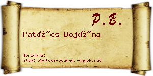 Patócs Bojána névjegykártya